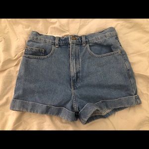 High-waist medium wash American Apparel shorts